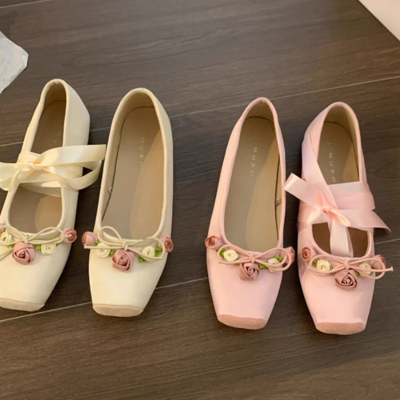 Embroidery Design Free - Vrouwen Flats Boog Marie Janes Schoenen