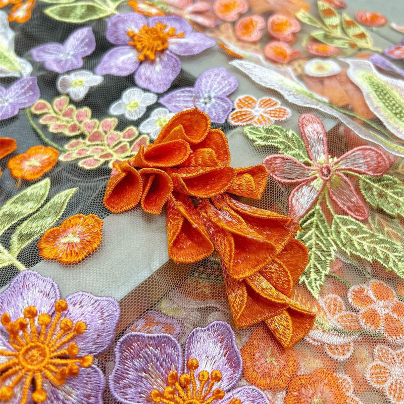Embroidery Yellow Flower - Hoge dichtheid gele windgong hand nagel