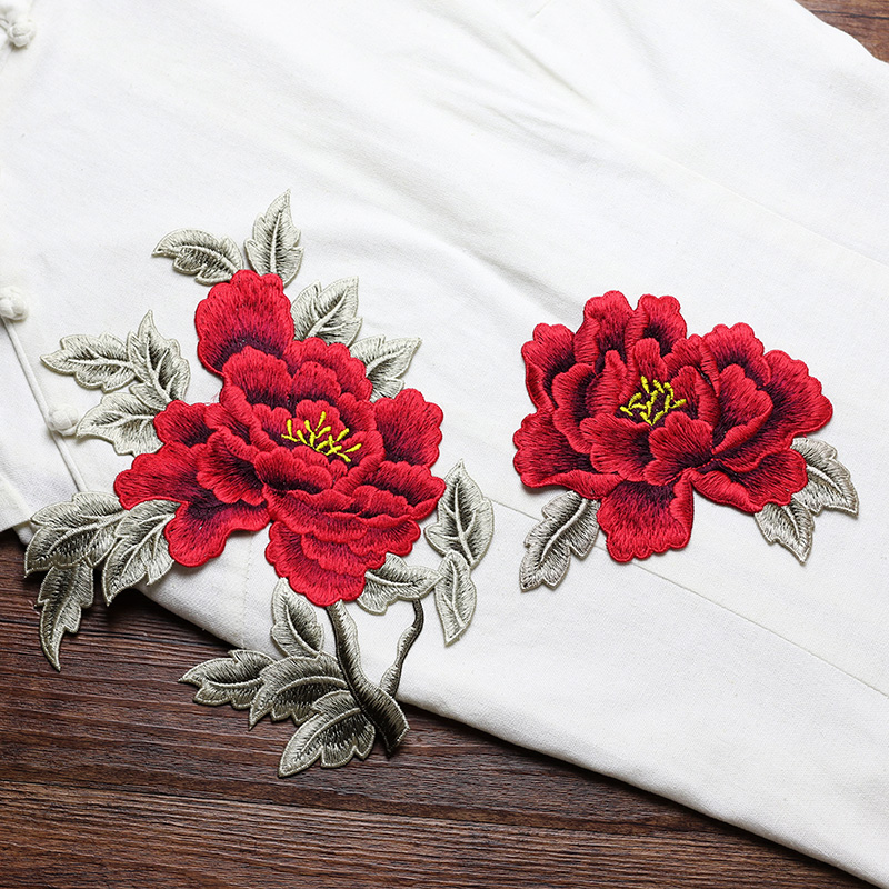 Embroidery Yellow Flower - 1 paar rood roze geel borduurwerk