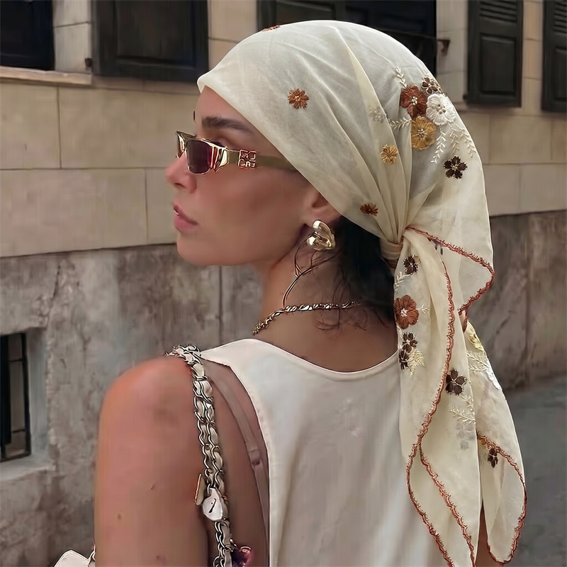 Embroidery Hijab - Luxe pure mesh sjaal met bloemenborduurwerk