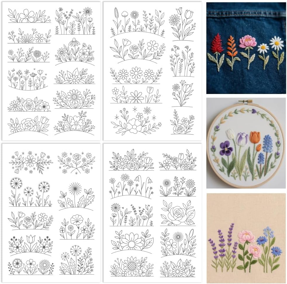 Embroidery Web - Bloemen Wateroplosbare stabilisator voor borduurstok en