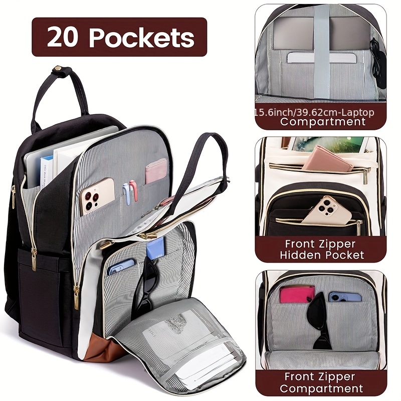 Embroidery Computer - Tweekleurige laptoprugzak voor dames, waterbestendige, schattige
