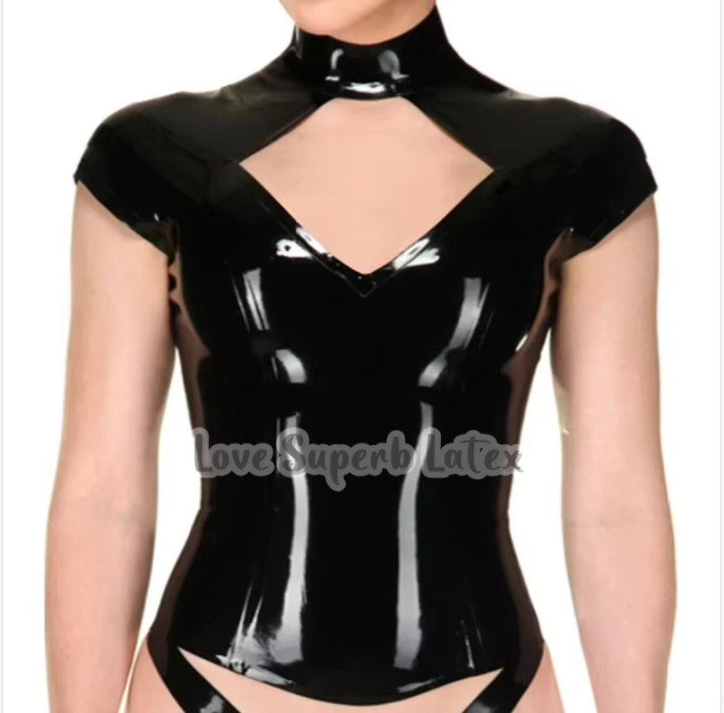 Embroidery Art Painting - Sexy Zwarte Vrouwen Latex Korte Mouwen