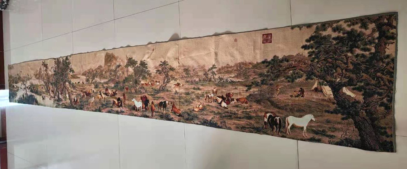 Embroidery Horse - 5M Super size Chinese Folk Zijde