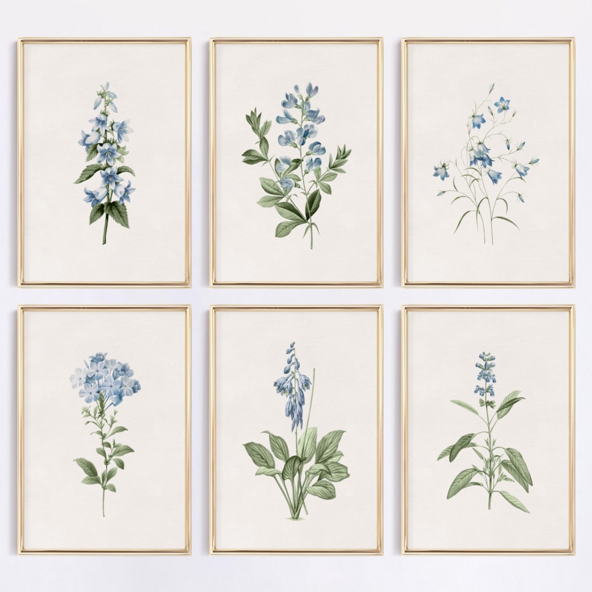 Embroidery Wall Art - 1 stks Blauw Wildflower Botanische Canvas