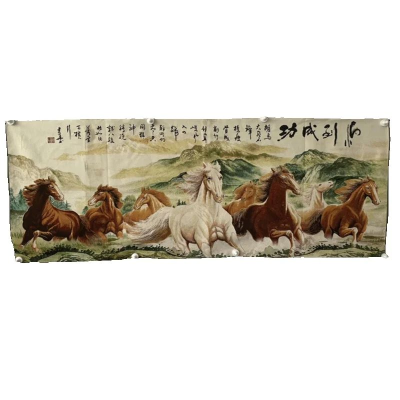 Embroidery Horse - Chinese oude kleurige brokaat 'Win Instant