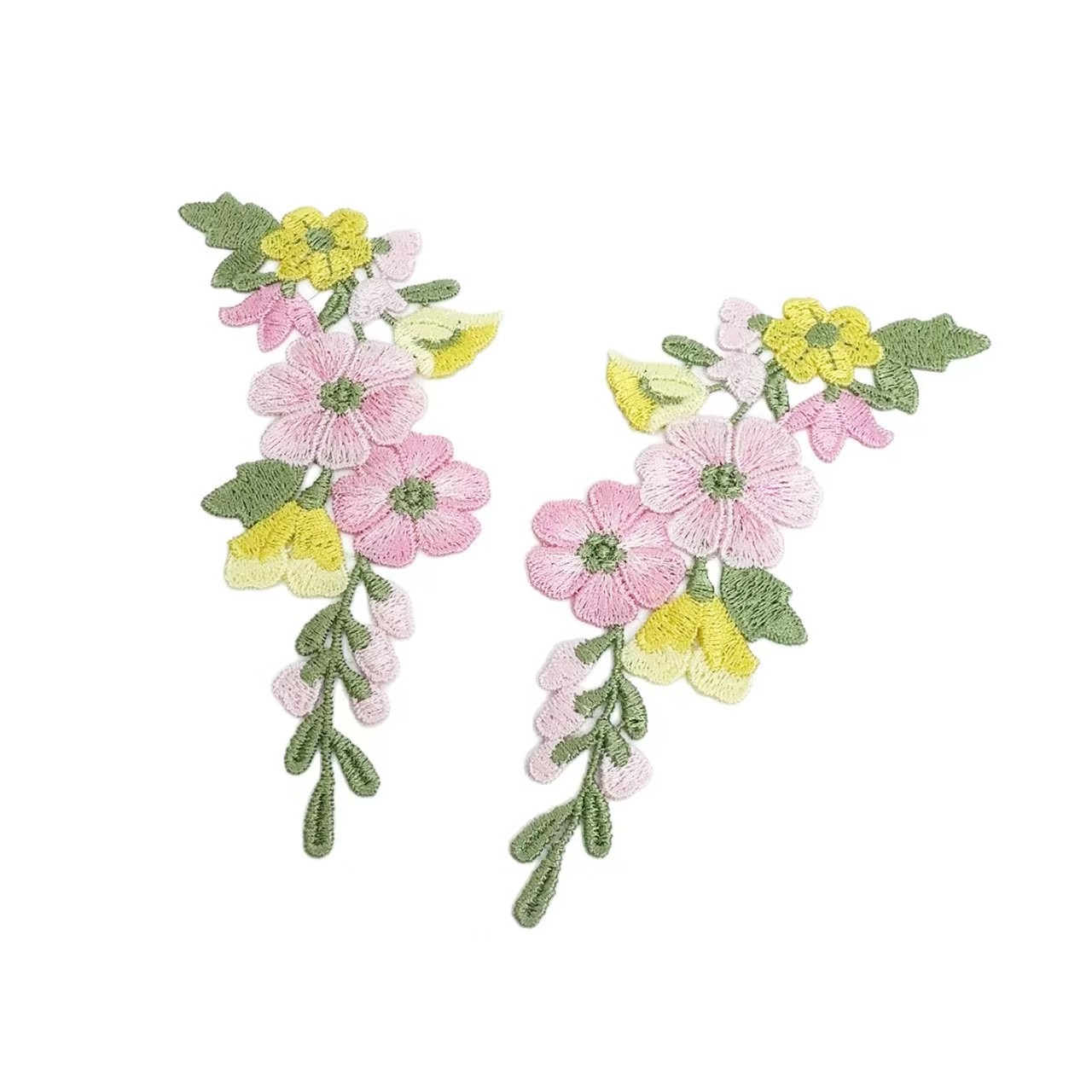Embroidery Yellow Flower - 10 stks/partij 5.5*13 cm Roze Geel