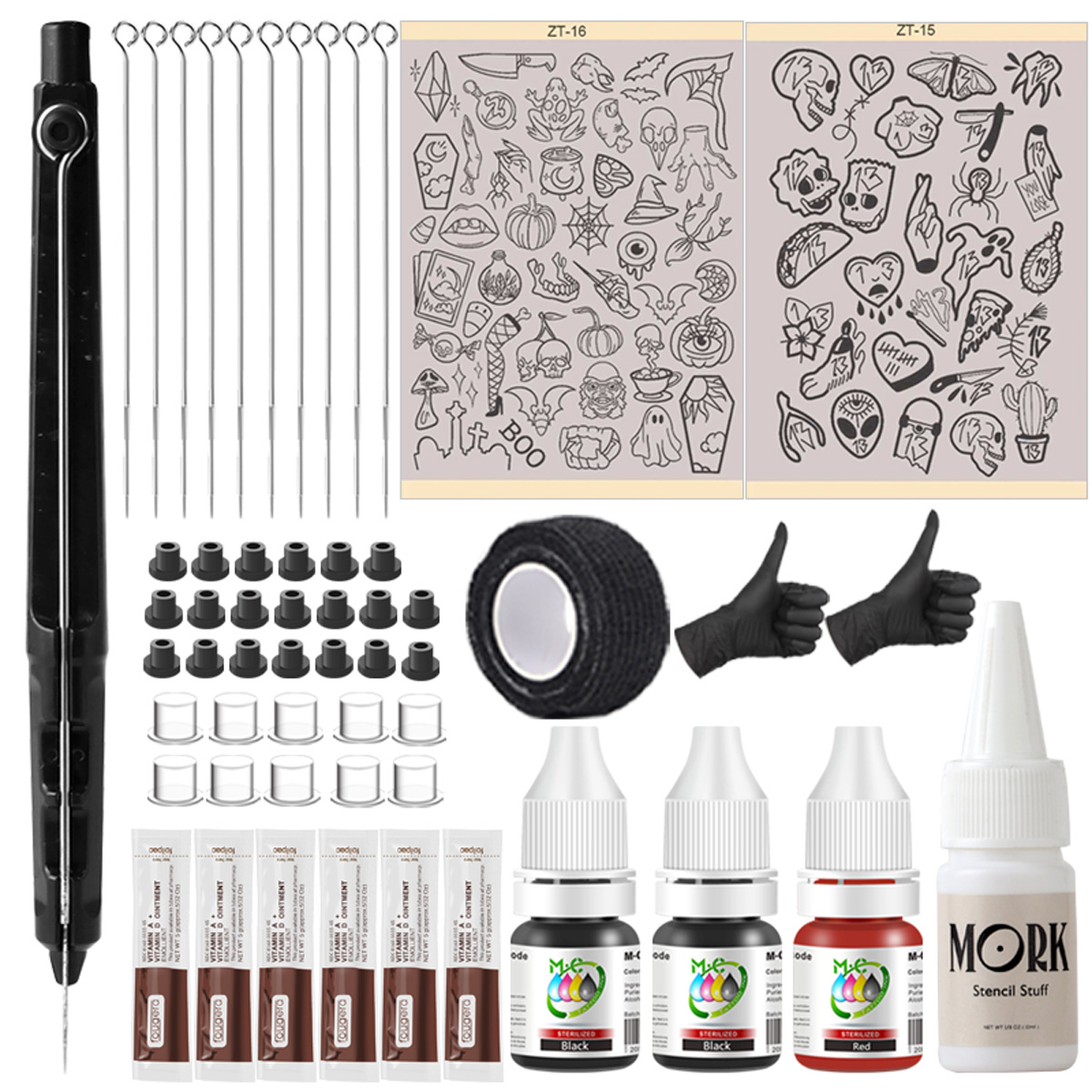 Transfer Pen Ink - Complete tattoo-benodigdhedenkit, A4-patroon tattoo-transferpapier - geen
