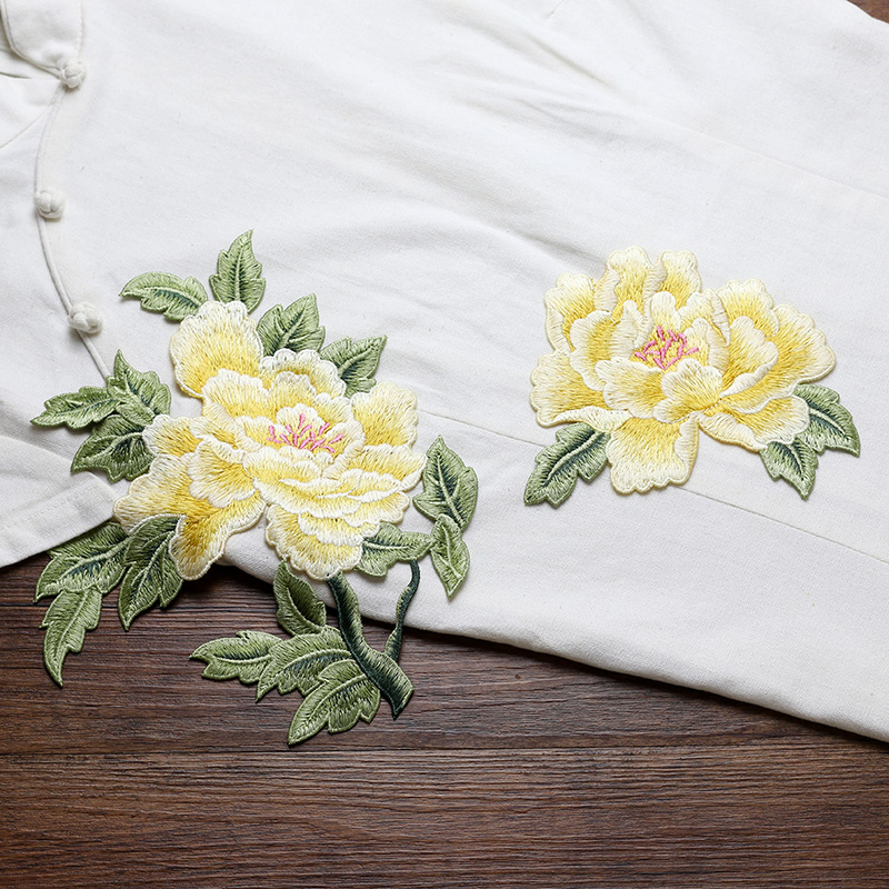1 paar rood roze geel borduurw - Embroidery Yellow Flower recensie en prijs