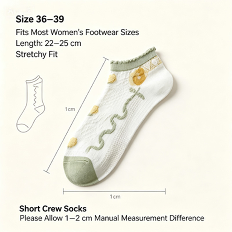 Dames 5 paar enkelsokken met r - Embroidery Yellow Flower recensie en prijs